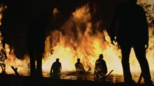 a screen shot of the fire lake in Walking Dead